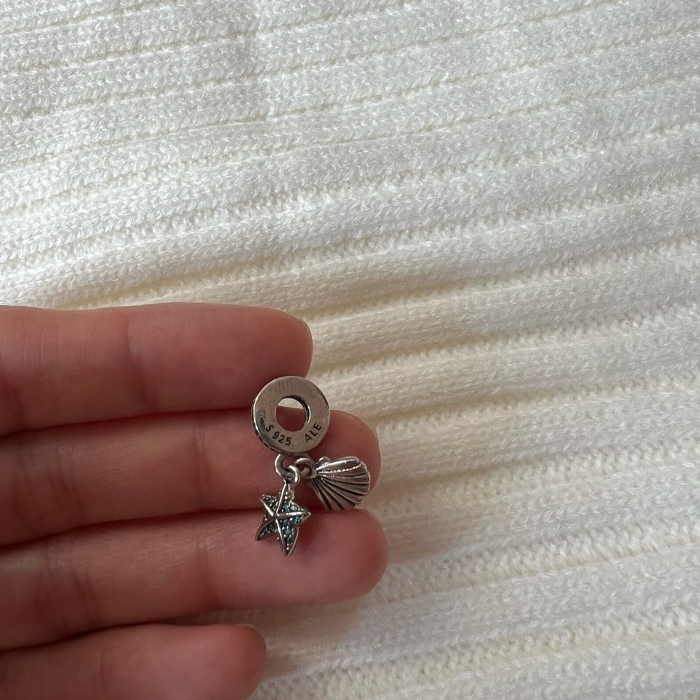 Pandora Silver Star and Shell Charm Pendant